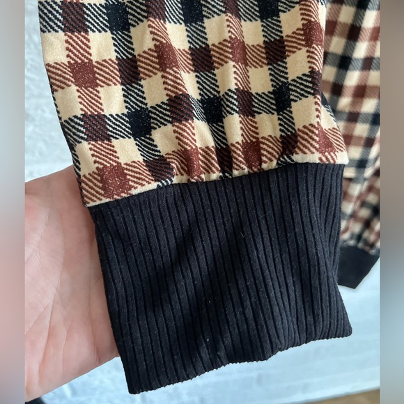 Super soft viscose material, brown, cream, black long sleeve pajama set - Picture 7 of 7